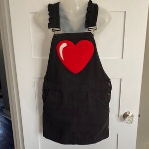 Woman’s Lazy Oaf Jumper Dress Black Cotton Denim Small